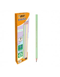 Bic Evolution Pastel Lapiz de Grafito Hexagonal - Mina HB Ultrarresistente - Sin Madera - No se Astilla - Colores Pastel