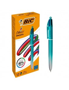 Bic 4 Colours Smooth Gradient Verde Boligrafo de Bola Retractil - Punta Media de 1.0mm - Escritura un 40-mas Suave - 4
