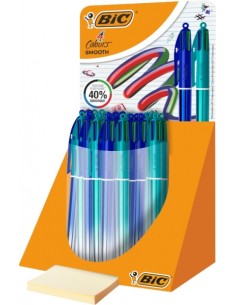 Bic 4 Colours Smooth Gradient Expositor de 30 Boligrafos de Bola Retractil - Punta Media de 1.0mm - Escritura un 40-mas