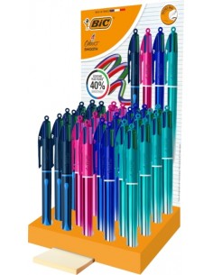 Bic 4 Colours Smooth Gradient y Drop Expositor de 36 Boligrafos de Bola Retractil - Punta Media de 1.0mm - Escritura un 40
