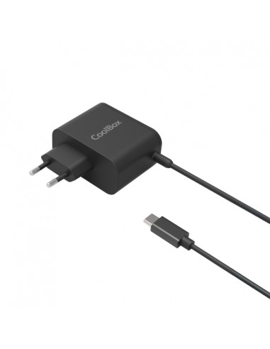 Coolbox Cargador Universal para Portatil 65W USB-C - Compatible con QC3.0 - Tecnología GaN - Cable de 1.20m