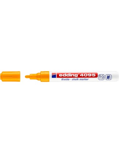 Edding 4095 Rotulador de Tiza Liquida - Punta Redonda - Trazo entre 2 y 3mm - Olor Neutro-- Color Naranja Neon