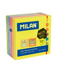 Milan Bloc de 400 Notas Adhesivas Neon - Removibles - 76mm x 76mm - Colores Surtidos