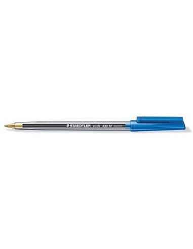 Staedtler Stick 430 Boligrafo con Capuchon - Punta 0.35mm - Tinta Endeleble - Color Azul