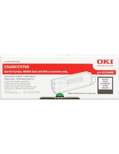 OKI C5600 C5700 Negro Cartucho de Toner Original - 43324408