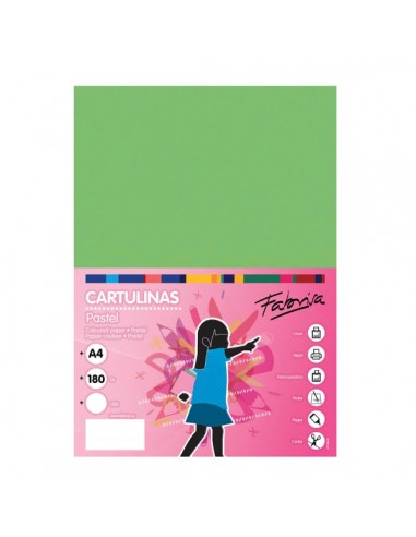 Fabrisa Pack de 50 Cartulinas 180 g m² - Tamaño A4 - Color Verde