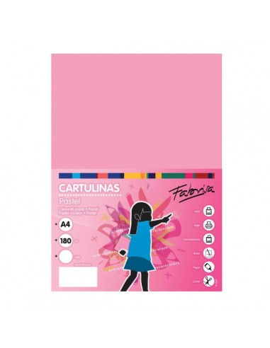 Fabrisa Pack de 50 Cartulinas 180 g m² - Tamaño A4 - Color Rosa