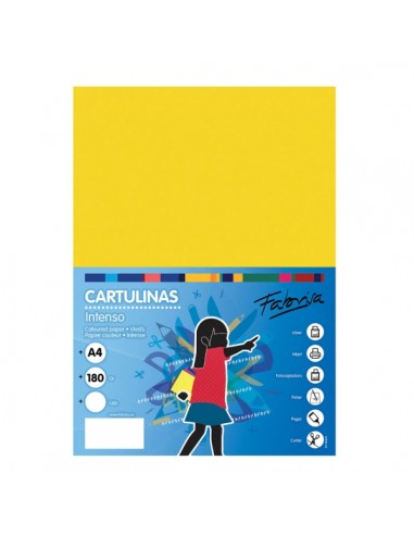 Fabrisa Pack de 50 Cartulinas 180 g m² - Tamaño A4 - Color Amarillo Fuerte