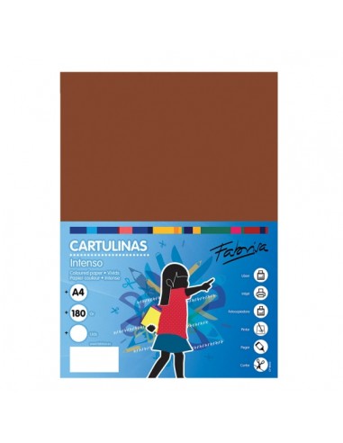 Fabrisa Pack de 50 Cartulinas 180 g m² - Tamaño A4 - Color Marron