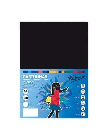 Fabrisa Pack de 100 Cartulinas 180 g m² - Tamaño A4 - Color Negro