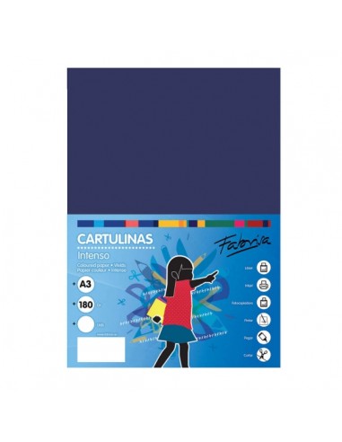 Fabrisa Pack de 25 Cartulinas 180 g m² - Tamaño A3 - Color Azul Oscuro