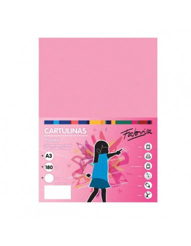 Fabrisa Pack de 25 Cartulinas 180 g m² - Tamaño A3 - Color Rosa