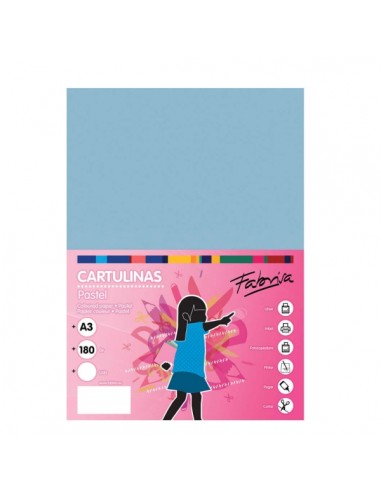 Fabrisa Pack de 25 Cartulinas 180 g m² - Tamaño A3 - Color Azul Claro