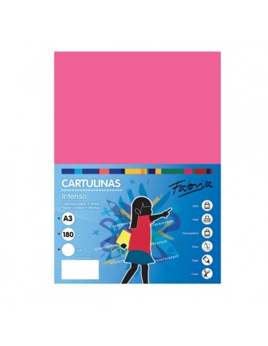 Fabrisa Pack de 25 Cartulinas 180 g m² - Tamaño A3 - Color Fucsia