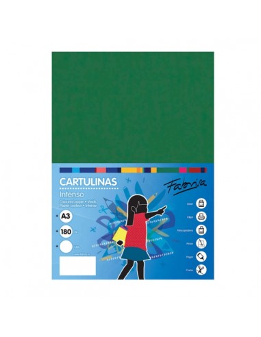 Fabrisa Pack de 25 Cartulinas 180 g m² - Tamaño A3 - Color Verde Oscuro