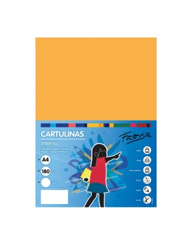 Fabrisa Pack de 50 Cartulinas 180 g m² - Tamaño A4 - Color Amarillo Oro