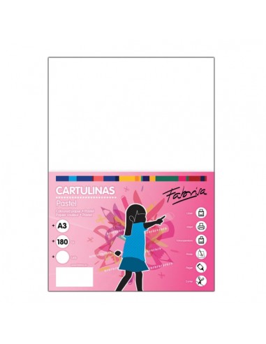 Fabrisa Pack de 25 Cartulinas 180 g m² - Tamaño A3 - Color Blanco