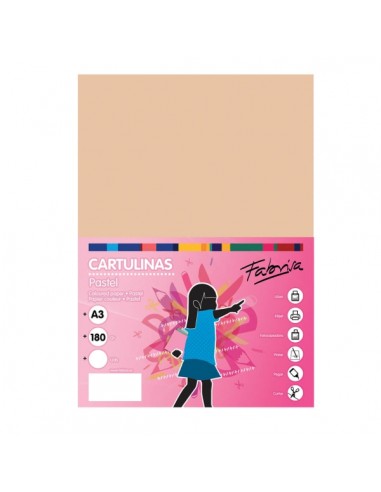 Fabrisa Pack de 25 Cartulinas 180 g m² - Tamaño A3 - Color Vainilla