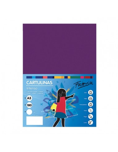 Fabrisa Pack de 25 Cartulinas 180 g m² - Tamaño A3 - Color Morado
