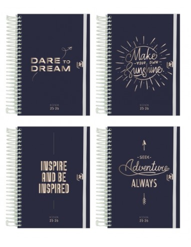 Oxford So Chic Agenda Escolar 25 26 Espiral Dia Pagina - Tamaño 8-- Tapa Extradura - Esquinas Microperforadas - Espacio