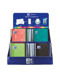 Oxford Basicos Expositor de 38 Agendas Escolares 25 26 Espiral - Incluye Agendas de Dia Pagina y Semana Vista - Diseños