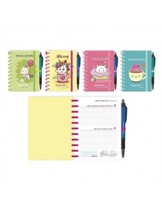 Ingraf Expositor de 12 Agendas Escolares 25 26 Espiral Dia Pagina con Boligrafo - Tamaño 8-- Tapa Carton Forrada con