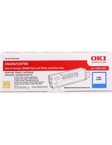 OKI C5650 C5750 Cyan Cartucho de Toner Original - 43872307