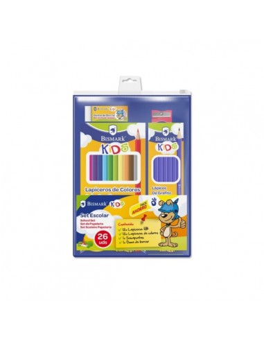 Bismark Pack Escolar con 12 Lapices HB-12 Lapices de Colores-Afilalapiz y Goma de Borrar