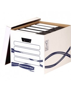 Fellowes Bankers Box Basic Maxi Contenedor de Archivos - Montaje Manual - Carton Reciclado Certificacion FSC
