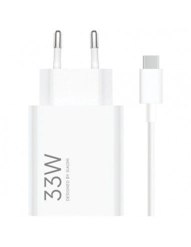 Xiaomi 33W Combo Cargador de Pared para Smartphone USB-A 33W-Cable - Identificacion Inteligente de Dispositivos - Color