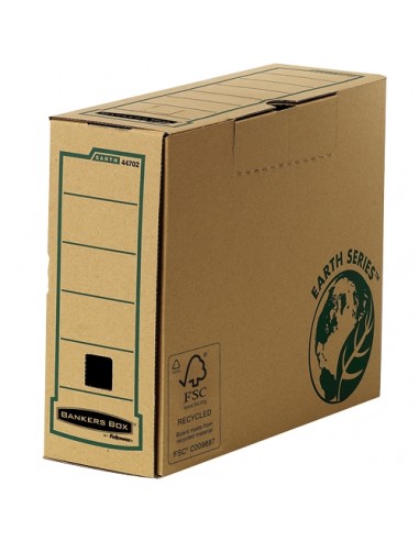 Fellowes Bankers Box Earth Caja de Archivo Definitivo A4 100mm - Montaje Manual - Carton Reciclado Certificacion FSC - Color