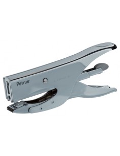 Petrus 222 Grapadora de Tenaza - Hasta 40 Hojas - Grapado Cerrado y Abierto - Diseño Ergonomico - Color Cromado