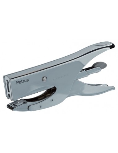Petrus 222 Grapadora de Tenaza - Hasta 40 Hojas - Grapado Cerrado y Abierto - Diseño Ergonomico - Color Cromado