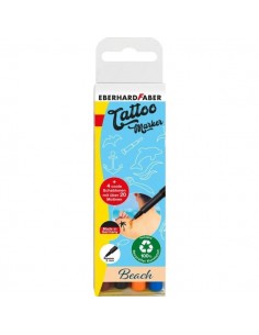 Eberhard Faber Tattoo Marker Beach Pack de 4 Rotuladores para Tatuajes Temporales-4 Plantillas con mas de 20 Motivos -