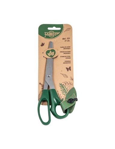 Faibo Tijeras de Oficina 21cm - Acero Inoxidable - Empuñadura Ergonomica - Punta Roma - Color Verde Oscuro