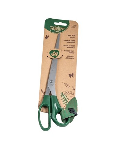 Faibo Tijeras de Oficina 25cm - Acero Inoxidable - Empuñadura Ergonomica - Punta Roma - Color Verde Oscuro