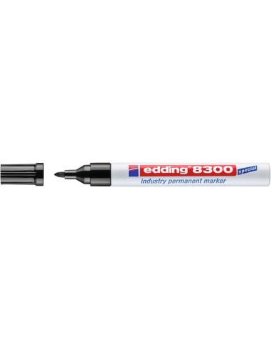 Edding 8300 Rotulador Permanente Industrial - Punta Redonda 1.5-3mm - Tinta Resistente al Desgaste-Roce y Luz - Color Negro