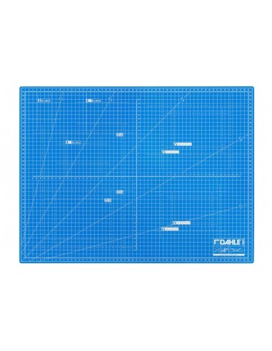 Dahle 10692 Plancha de Corte A2 45x60cm - 5 Capas con Nucleo Resistente al Corte - Lineas de Orientacion - Color Azul