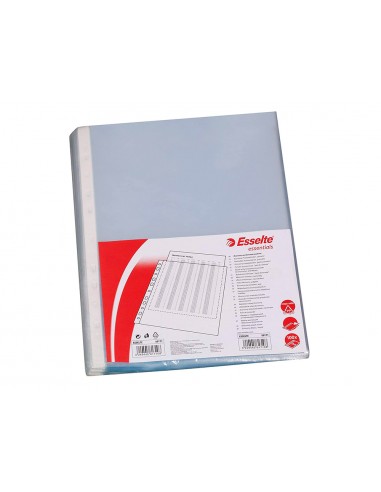 Esselte Pack de 100 Fundas Multitaladro Portadocumentos - Formato A4 - 16 Taladros - 80 Micras - Piel de Naranja - Color
