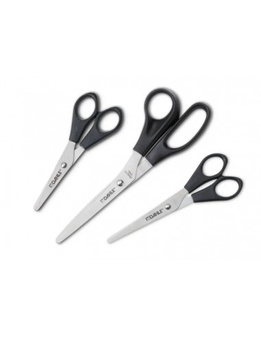 Dahle Home Pack de 3 Tijeras de Acero Inoxidable 13-15 y 20cm - Hojas Afiladas - Mangos en Plastico ABS - Color Negro