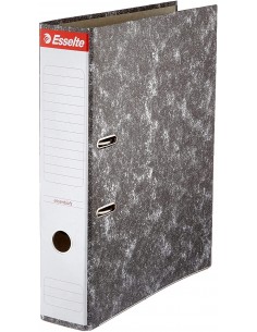 Esselte Archivador de Palanca - Carton - Formato Folio - Lomo 75mm - Capacidad para 500 Hojas - Color Negro Jaspeado