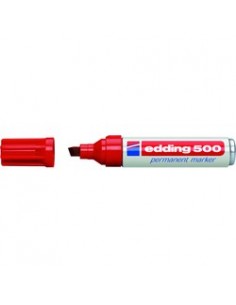 Edding 500 Rotulador Permanente - Punta Biselada - Trazo entre 2-y 7 mm. - Recargable - Secado Instantaneo - Color Rojo