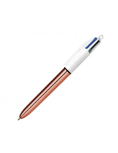 Bic 4 Colours Rose Gold Boligrafo de Bola Retractil - Punta Media de 1.0 mm - Tinta con Base de Aceite - Cuerpo Rosa