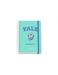 Dohe Yale Dog Agenda Escolar 25 26 Espiral Wire o A5 - Semana Vista - Papel 80g m2 - 4 Hojas de Pegatinas - Cubierta de