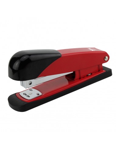 Dohe Grapadora de Sobremesa Metalica - Hasta 20 Hojas - Capacidad 100 Grapas - Color Negro Rojo