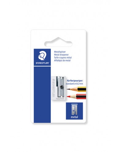 Staedtler 510 10 Sacapuntas Metalico con Cuchilla de Metal - Angulo de Afilado de 23° - 1 Agujero