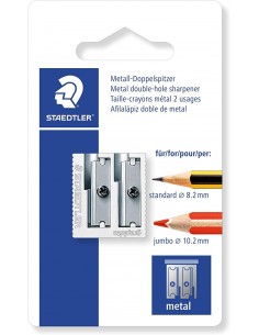Staedtler Sacapuntas Metalico con Cuchilla de Metal - Angulo de Afilado de 23° y 30-- 2 Agujeros