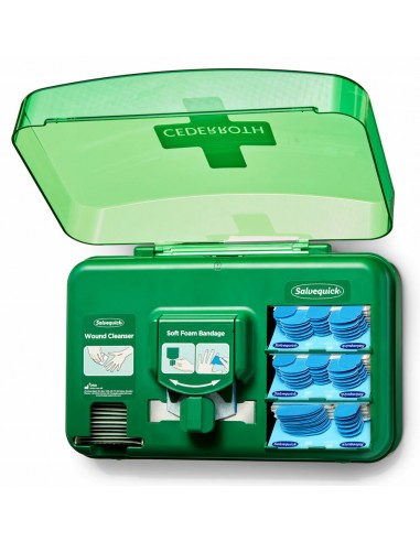 Cederroth Dispensador para el Cuidado de Heridas - Incluye diferentes Tamaños de Apositos Color Azul-Toallitas para Heridas