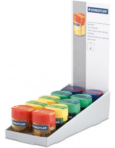 Staedtler 511 006 Expositor con 10 Sacapuntas con Deposito - Hasta 8.2mm - Angulo de Afilado 23