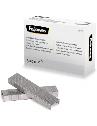 Fellowes Grapas 26 6 Media Carga - Capacidad de Grapado Aprox 25 Hojas - Caja de 5000 Grapas